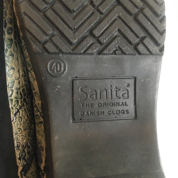 Sanita Reptile Embossed Clogs Green Leather Snakeskin Comfort Shoe Danish 40 - Picture 5 of 12